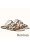 Hermes Thalassa Sandals In Brown/White Lambskin Replica