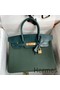 Hermes Touch Birkin 30 Bag in Green Clemence and Matte Alligator Leather Replica