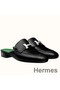 Hermes Trocadero Mules In Black Goatskin Replica