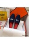 Hermes Trocadero Mules In Blue Suede Replica