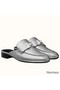 Hermes Trocadero Mules In Silver Nappa Leather Replica