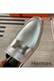 Hermes Trocadero Mules In Silver Nappa Leather Replica
