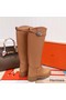 Hermes Variation Boots In Brown Calfskin Replica