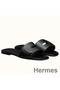Hermes View Sandals In Black Calfskin leather Replica