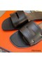 Hermes View Sandals In Black Calfskin leather Replica