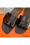 Hermes View Sandals In Black Patent leather Replica