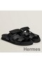 Hermes Women's Chypre Sandals In Black Calfskin Replica