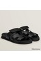 Hermes Women's Chypre Sandals In Black Calfskin Replica