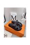 Hermes Women's Chypre Sandals In Black Epsom Calfskin Replica