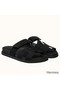 Hermes Women's Chypre Sandals In Black Suede Calfskin Replica