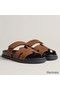 Hermes Women's Chypre Sandals In Brown Suede Calfskin Replica
