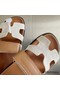 Hermes Women's Chypre Sandals In Canvas with Brown Leather Replica