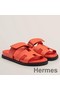 Hermes Women's Chypre Sandals In Orange Epsom Calfskin Replica