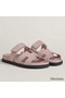 Hermes Women's Chypre Sandals In Pink Suede Calfskin Replica