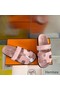 Hermes Women's Chypre Sandals In Pink Suede Calfskin Replica