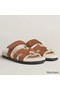 Hermes Women's Chypre Sandals in Tan Suede with Shearling Replica