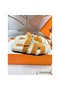 Hermes Women's Chypre Sandals in Tan Suede with Shearling Replica