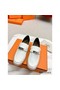 Hermes Women's Destin Loafers in White Leather Replica
