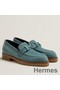 Hermes Women's Faubourg Loafers in Blue Suede Leather Replica
