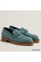 Hermes Women's Faubourg Loafers in Blue Suede Leather Replica