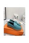 Hermes Women's Faubourg Loafers in Blue Suede Leather Replica