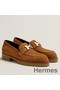 Hermes Women's Faubourg Loafers in Brown Suede Leather Replica