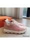 Hermes Women's Impulse Sneakers in Pink Fabric and Leather Replica