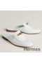 Hermes Women's Oz Mules in White Calfskin Replica