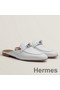 Hermes Women's Oz Mules in White Leather Replica