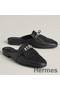 Hermes Women's Oz Mules with Fringed in Black Leather Replica