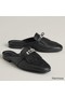 Hermes Women's Oz Mules with Fringed in Black Leather Replica