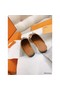 Hermes Women's Oz Mules with Fringed in Brown/White Leather Replica
