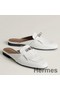Hermes Women's Oz Mules with Fringed in White Leather Replica