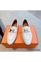 Hermes Women's Paris Loafers in White Goatskin Replica
