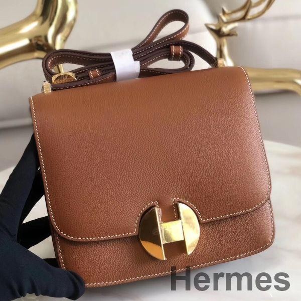 Hermes 2002 20cm Bag In Gold Evercolor Calfskin Replica