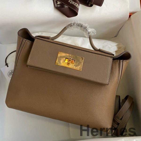 Hermes 24/24 Mini 21 Handmade Bag in Beige Weimar Evercolor Leather Replica