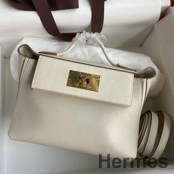 Hermes 24/24 Mini 21 Handmade Bag in Craie Evercolor Leather Replica