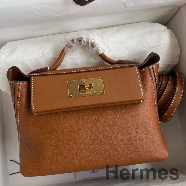 Hermes 24/24 Mini 21 Handmade Bag in Gold Evercolor Leather Replica