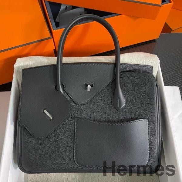 Hermes Birkin 30 en Desordre Bag in Black Swift and Clemence Leather Replica