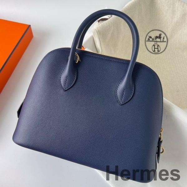 Hermes Bolide 1923 25 Handmade Bag In Blue Saphir Evercolor Calfskin Replica