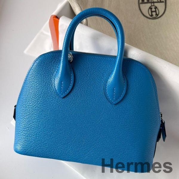 Hermes Bolide 1923 Mini Handmade Bag In Blue Frida Chevre Mysore Leather Replica