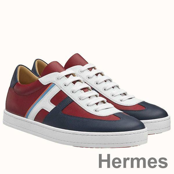 Hermes Boomerang Sneakers In Multicolore Bordeaux Leather Replica