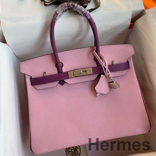 Hermes HSS Birkin 30 Bicolor Bag in Mauve Sylvestre and Anemone Epsom Calfskin Replica