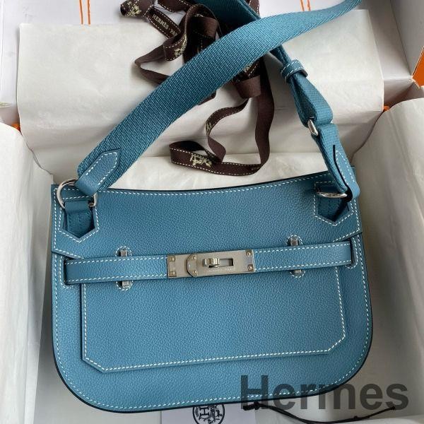 Hermes Jypsiere Mini Handmade Bag In Blue Jean Evercolor Calfskin Replica