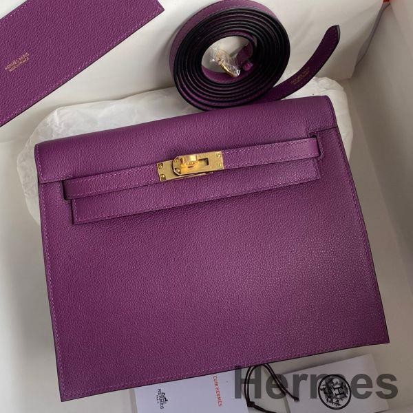 Hermes Kelly Danse II Bag In Anemone Evercolor Calfskin Replica