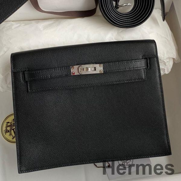Hermes Kelly Danse II Bag In Black Evercolor Calfskin Replica