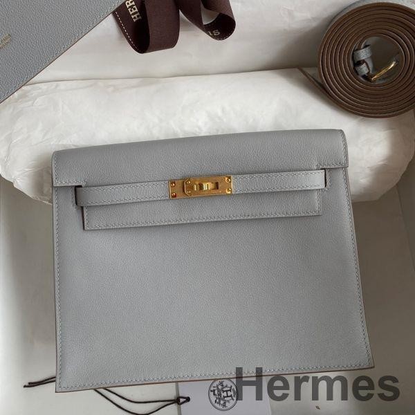 Hermes Kelly Danse II Bag In Blue Glacier Evercolor Calfskin Replica