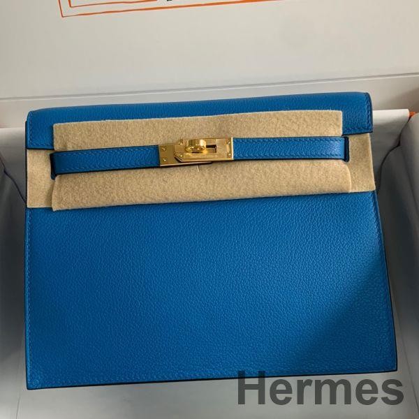 Hermes Kelly Danse II Bag In Blue Hydra Evercolor Calfskin Replica