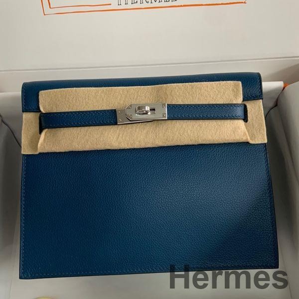 Hermes Kelly Danse II Bag In Deep Blue Evercolor Calfskin Replica