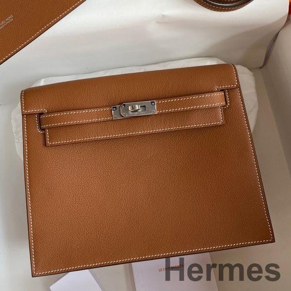 Hermes Kelly Danse II Bag In Gold Evercolor Calfskin Replica